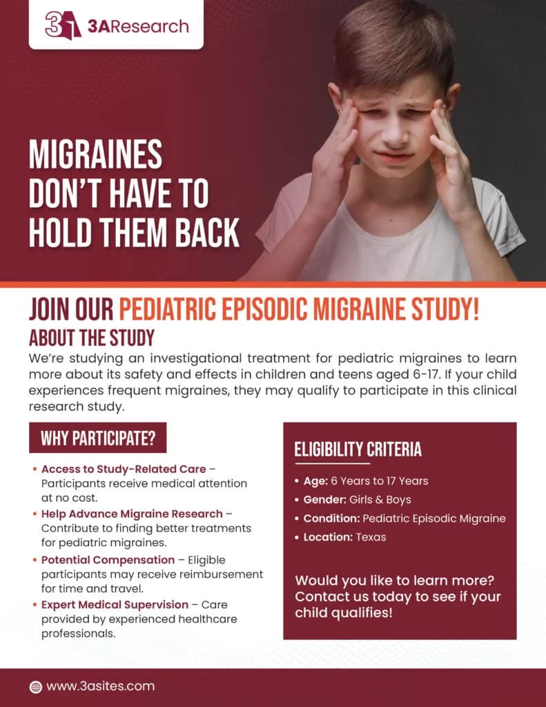 Pediatric Episodic Migraine study flyer