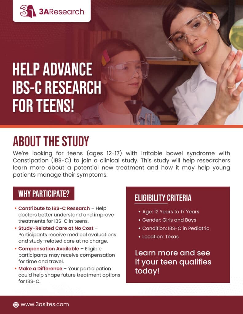 Pediatric Irritable Bowel Syndrome study flyer